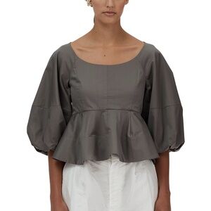 Tibi Eco Poplin Peplum Top